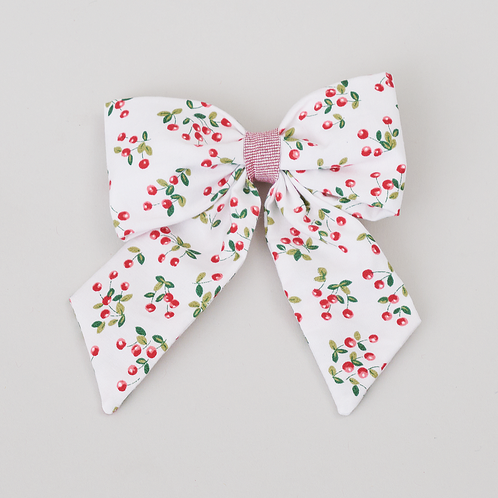 Cherry Hair Bow with Tails